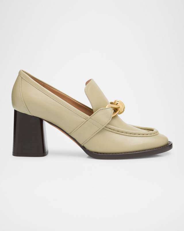 Astaire Metallic Knot Leather Heeled Loafers